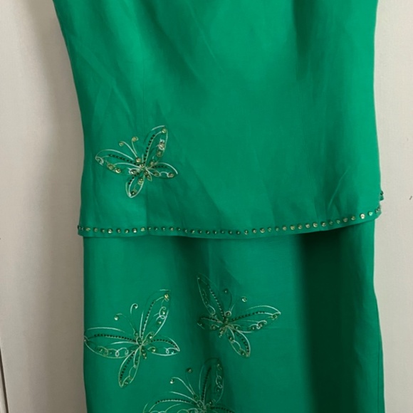 Jessica Howard 2 Piece Kelly Green Top and Long Skirt, Size 12 - Picture 4 of 7